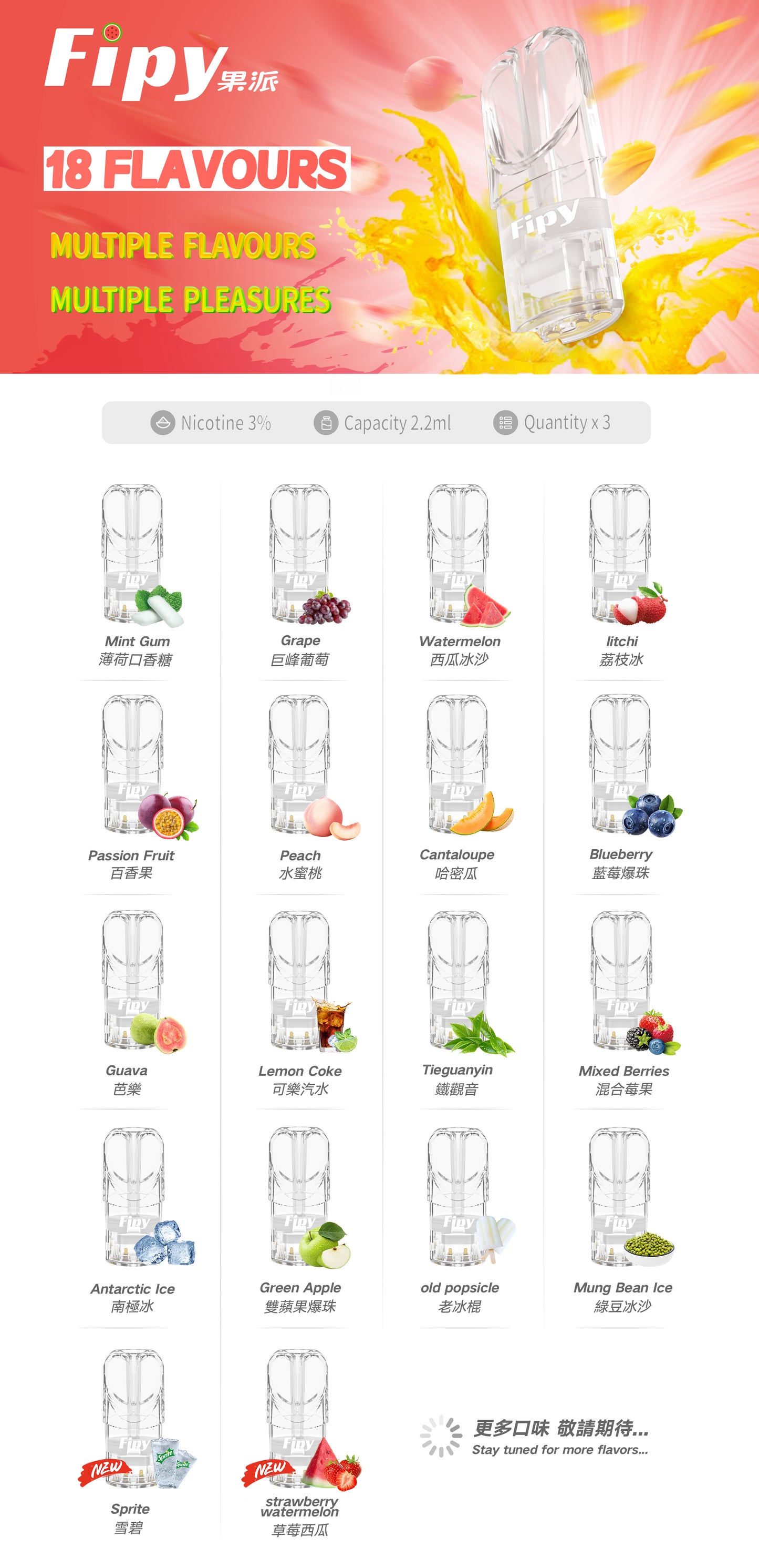 新品煙彈-【FIPY果派煙彈】🍬多種口味選擇一代霧化彈-適用一代主機-VAKA糖果雲煙館