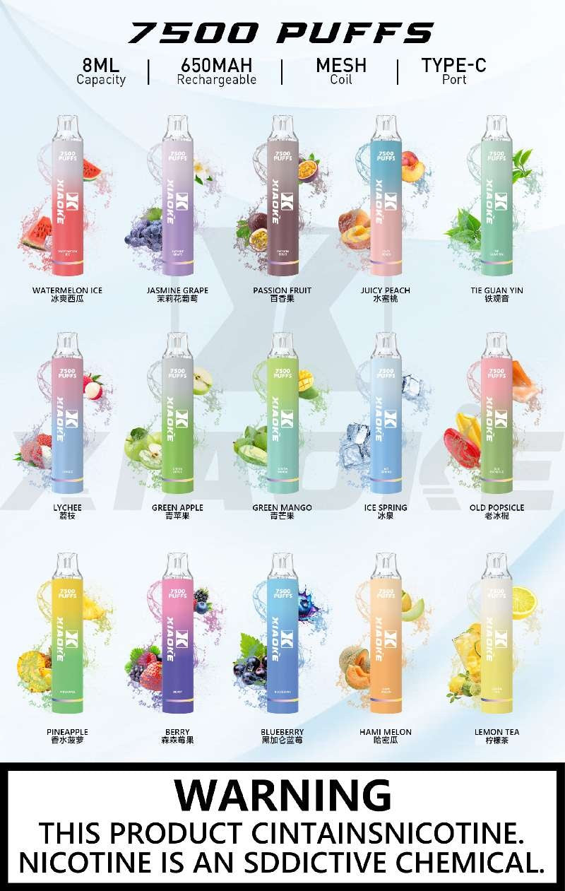 XIAOKE梟客拋棄式 新款一次性發光電子煙 多種口味電子霧化棒-VAKA糖果雲煙館