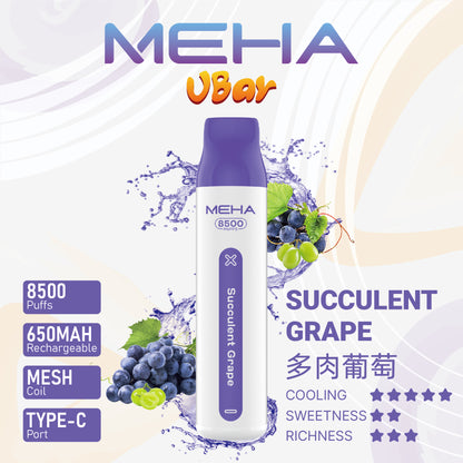 【MEHA魅嗨8500口拋棄式】 一次性8500口puffs電子煙/新款魅嗨小白條電子煙-VAKA糖果雲煙館