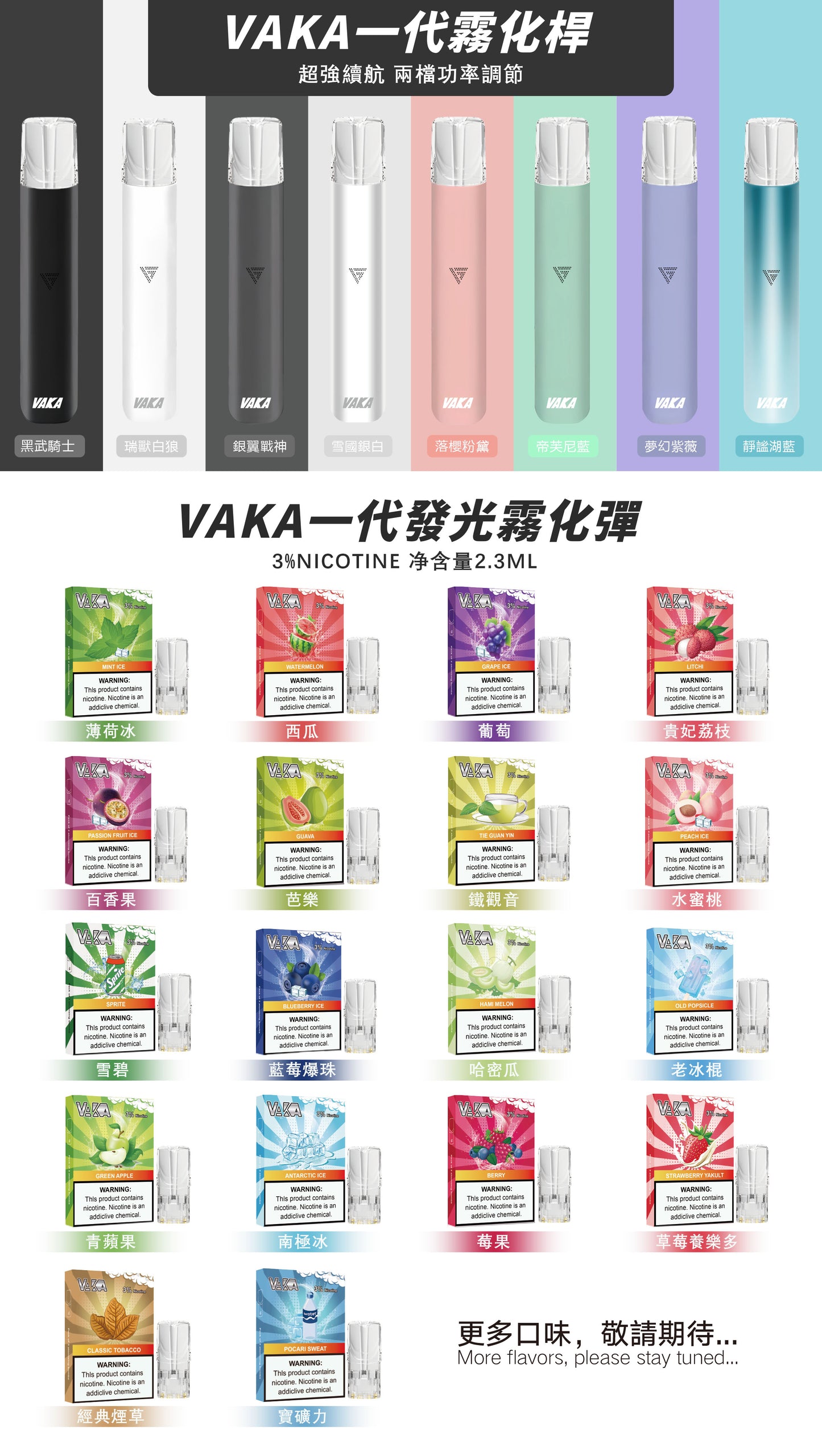【VAKA煙彈】一代七彩發光彈 新品替換型透明發光煙彈 一盒三入 通用一代主機-VAKA糖果雲煙館